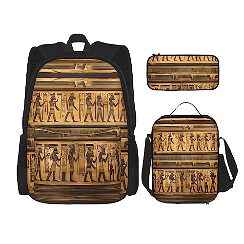 Sac à dos d'école OdDdot résistant avec sac lunch isotherme et trousse Egypte