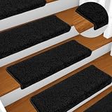 Mangloder - Tappetini per gradini, 10 pezzi, 65 x 21 x 4 cm, colore nero, bordo rettangolare, autoadesivi, antiscivolo, fonoassorbenti, protezione antigraffio per scale in legno, per casa e