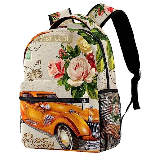 Sac à dos de voyage léger pour femme aux motifs de carte postale vintage