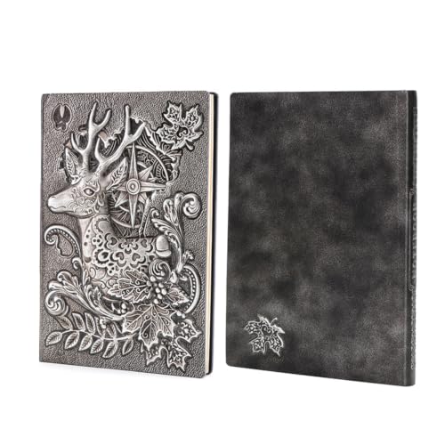 Bloc-notes personnalisé cadeau original motif élan rétro argent A5