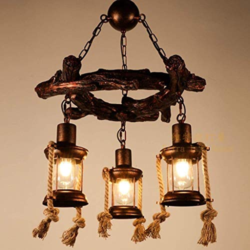 Lanterne suspension personnalisée de style industriel vintage avec trois lampes de plafond