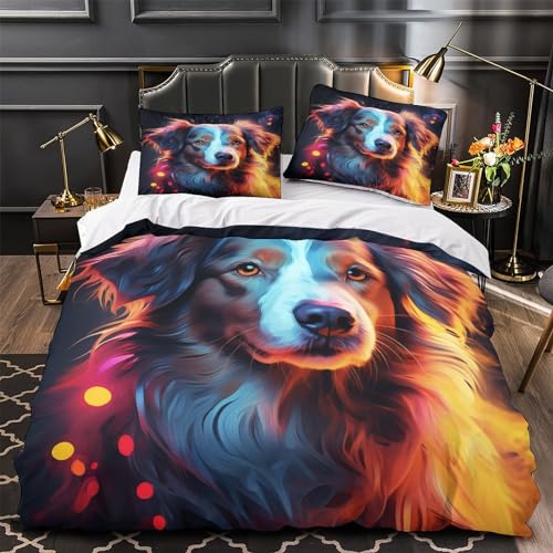 Parure de lit chien streaming housse de couette king 220x240cm - 4