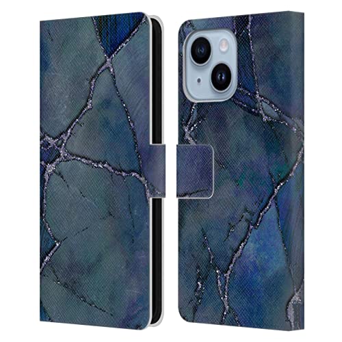 Étui portefeuille en cuir compatible Apple iPhone 14 Plus LebensArt Indigo