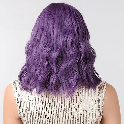 Perruque violette courte bouclée pour changer de tête sans coloration - 5