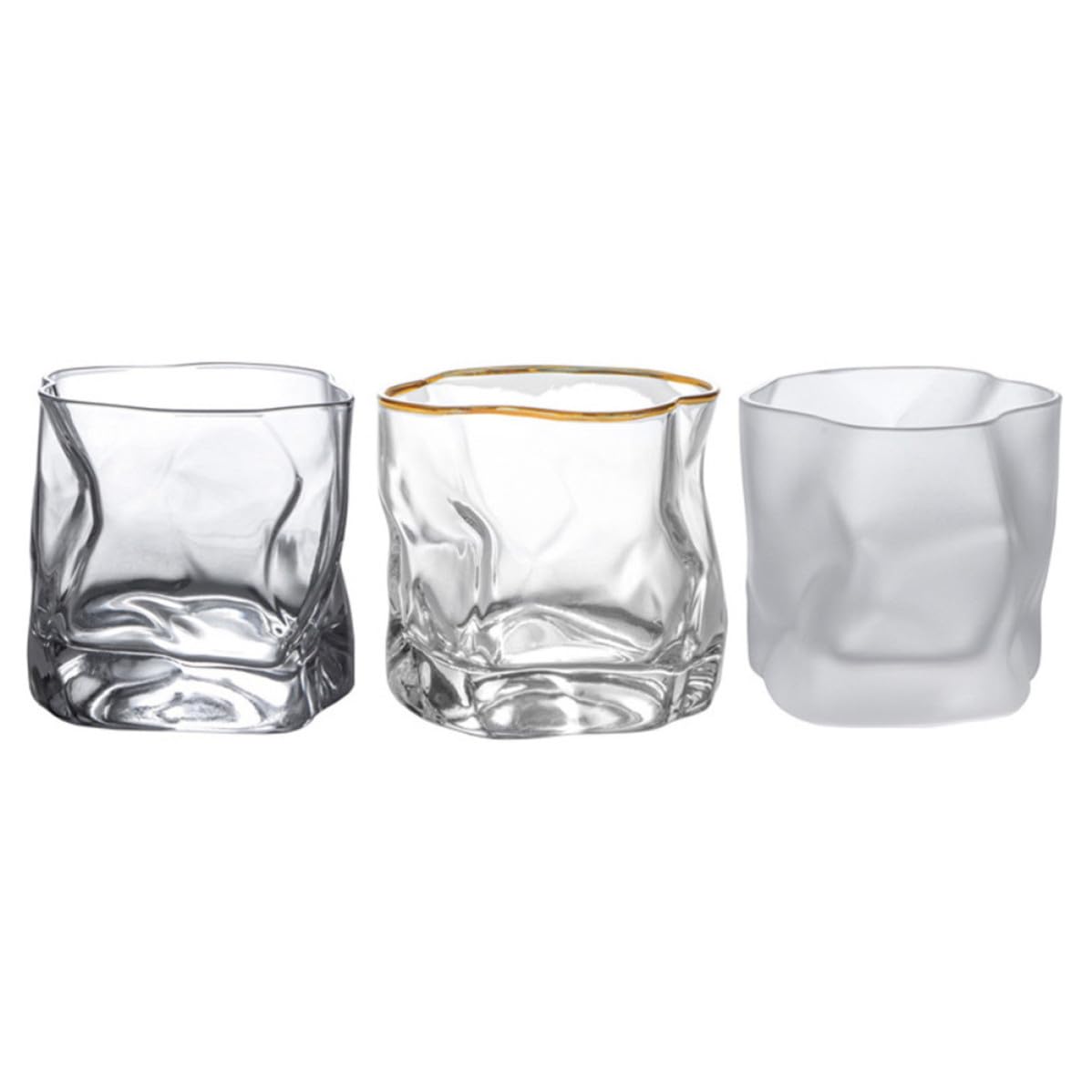 Zerodeko Vasos de Whisky de Vidrio Creativos y Resistentes, Set de 3 Piezas Reutilizables, Estables y Perfectos para Fiestas y Restaurantes