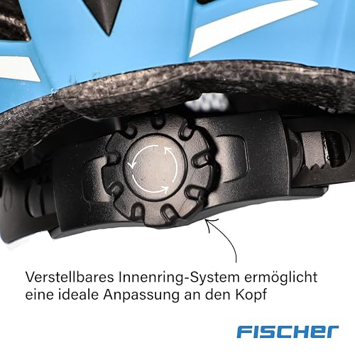 FISCHER Erwachsene Fahrradhelm, Radhelm, Cityhelm Urban Plus Chicago, S/M, 52-59 cm, blau, mit integriertem LED-Rücklicht