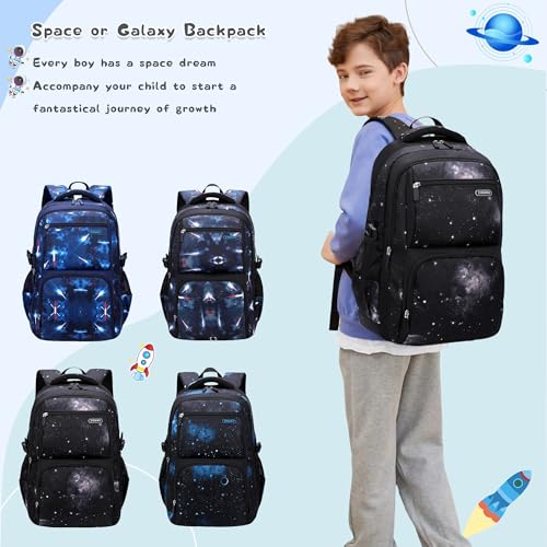 Image of Galaxy-Print School-Bag Backpack for Boys Middle-School Elementary Bookbag