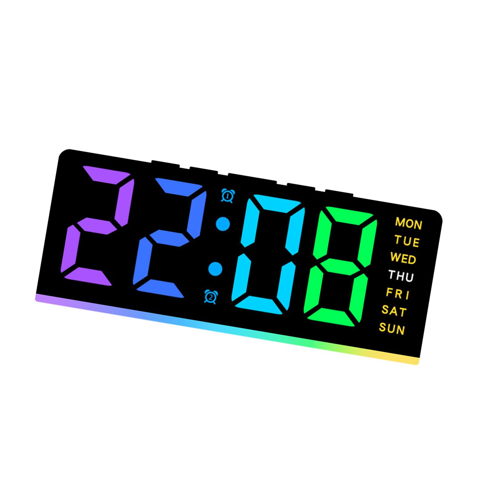 Snorvixre Multipurpose Alarm Clock Color Changing LED Night Light Bedside Quiet Operations Brightness for Bedroom Bedside