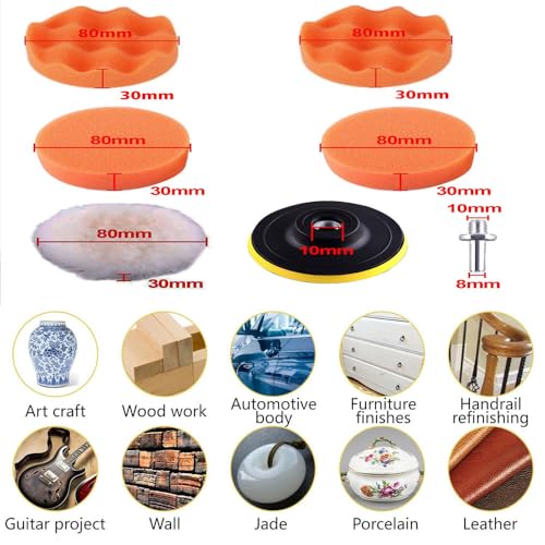 Image of MLD 3 inch Car Polishing Buffing Pads Waxing Sponge Buffer Set Foam Polisher Kit DKCP-801 (3inch, 7Pcs Drill Polisher Kit) Pack of -1