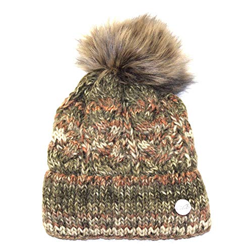 HomeOfSocks Gefütterte Fleece Kunstfell Strick Bommelmütze Mehrfarbig Pompom Uni (Grün) Cover