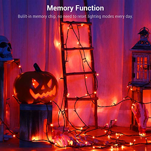BrizLabs Halloween Lights, 240 LED 78.74ft Orange Lights, Outdoor Halloween Mini Lights Connectable, 8 Modes Plug-in LED String Lights Waterproof for Outside Xmas Tree Decoration4