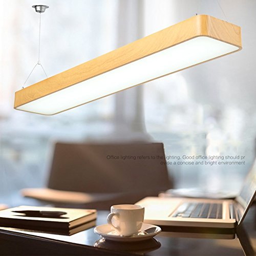 Luz interior de oficina LED moderna en aluminio color madera y 4000k para techo