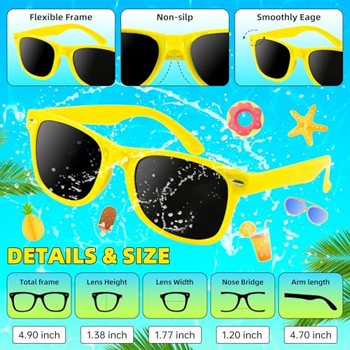 16 Pcs Kids Sunglasses Bulk, Party Favors for Boys and Girls Age 3-8, Neon Sunglasses with UV400 Protection for Summer Beach Pool Party Birthday Graduation Classroom Prize Goody Bag Stuffers2