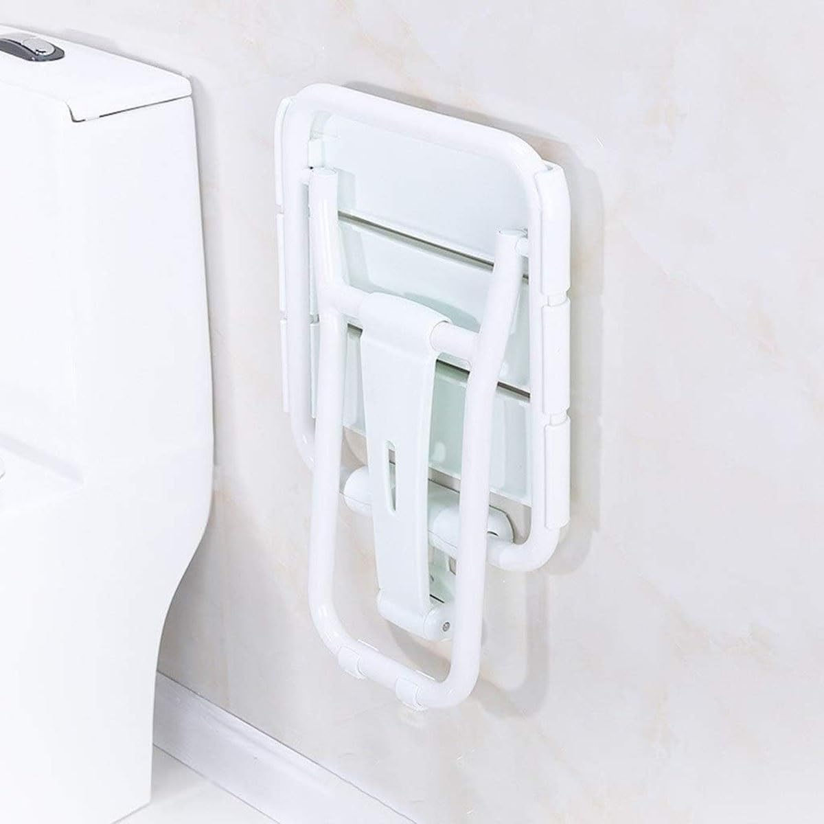 Asiento De Ducha Plegable para Baño, Silla Abatible Ducha Montado En La Pared con Patas Taburete De Baño Antideslizante Banqueta Ducha Sillas para Ducharse para Minusválidos