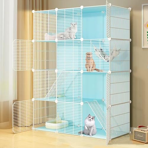 大型猫ケージ、DIY屋外猫囲い、金属ワイヤープレイペン、1〜5匹の猫用の大型運動場、小動物用猫プレイペン、取り外し可能な金属ワイヤーケンネル(One Color-B-43.7-15.4-57.9)