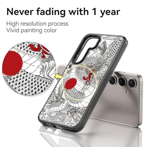 Coque Samsung S24 Plus dragon chinois noir antichoc Rosarnnah