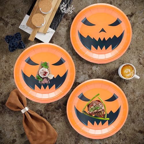 50 platos de papel de calabaza para fiesta de Halloween miniatura 4