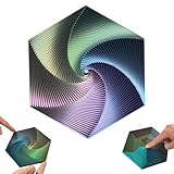 Fractal Fidget Hexagon, Kinetic Desk Spinning Toy, 35 Circles、5.9x6.69in, Used for Anxiety Disorder ADHD, Adult Office Visual Illusion fingertip Toys, 1 pc (Blue-Yellow-Violet)