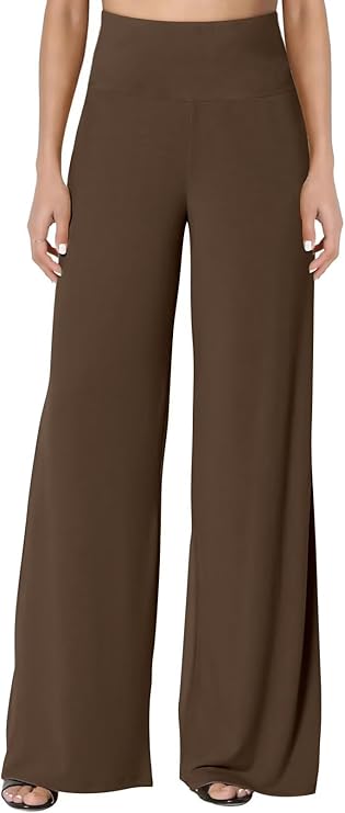 JZC Women's Palazzo Lounge Pants Stretchy Wide Leg Casual Pants Comfy High Waist Flowy Pants S-3XL