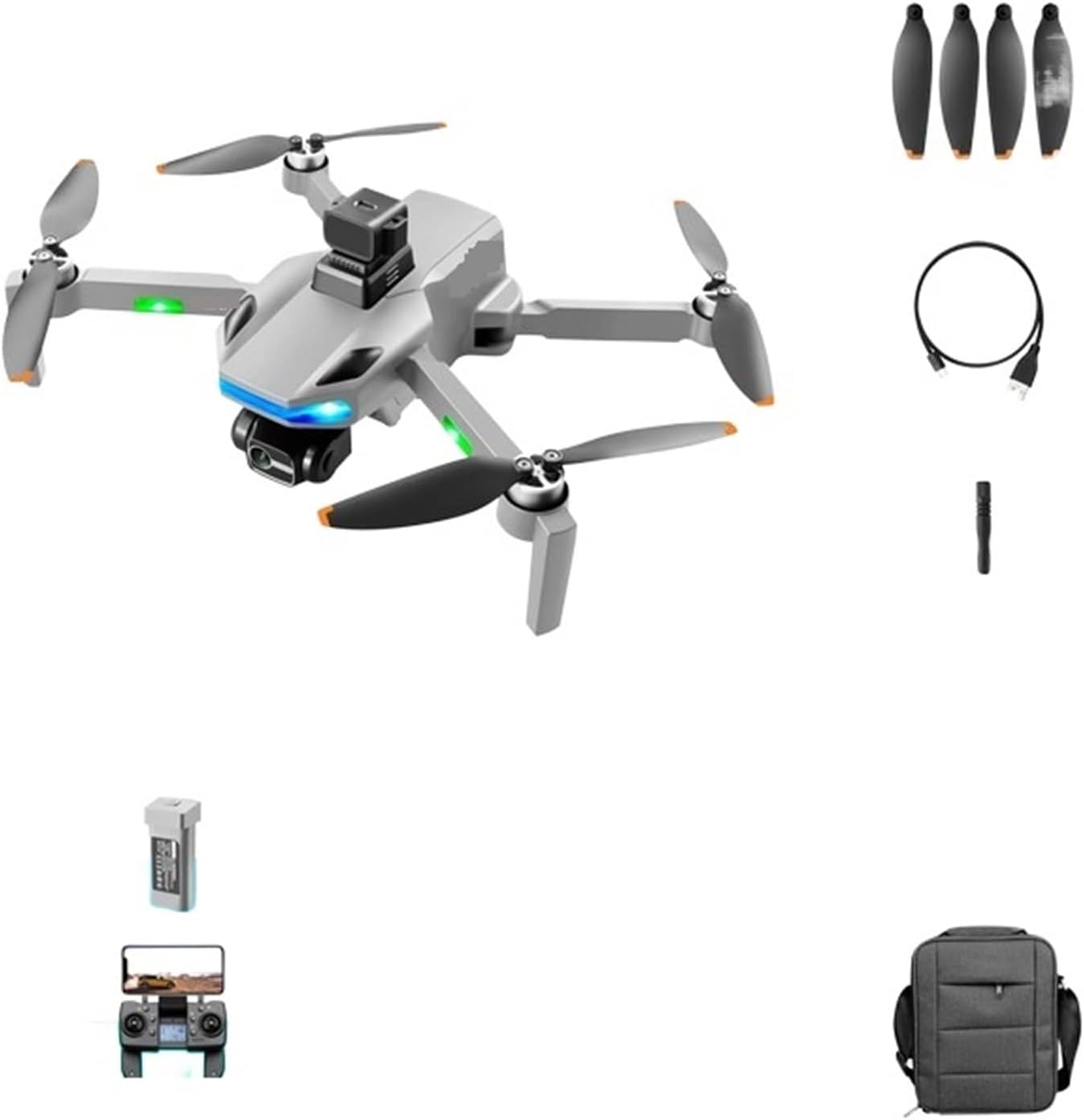 Unmanned Aerial GPS Drone 8K HD Dual Camera Obstacle Avoidance Professional Aerial Photography Gimbal Brushless Motor RC Quadcopter Aerial Drones (Color : PRO 8K- Gray-1B)