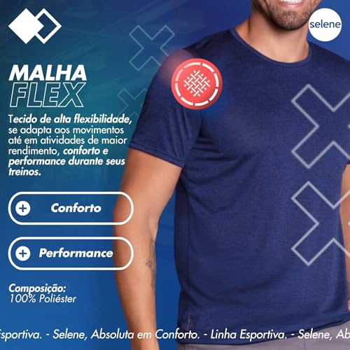 SELENE Camiseta Dry Fit Academia Masculina Esportiva, Royal Mescla, M