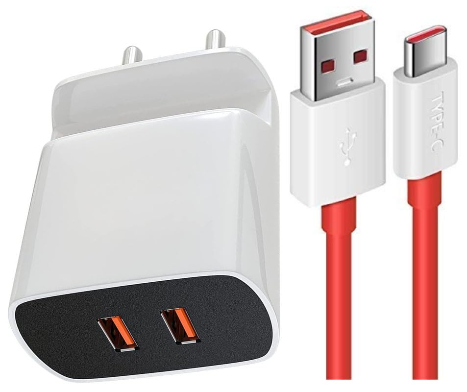 Dualport Charger for Samsung Galaxy Tab S6 5G Original QC Adapter Type C 3.0A High Speed Fast Turbo Charge QC 3.0 Smart with 1m Type-C Red Charging & Sync Cable (White, Stand, SE.AK2)