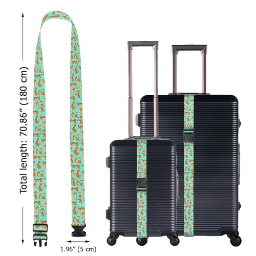 Image of WIRESTER Set of 2 Adjustable Luggage Straps with Buckle, Travel Secure Belt for Suitcase Baggage, Luggage Accessories - Orange Tabby Cat Funny Playful Postures