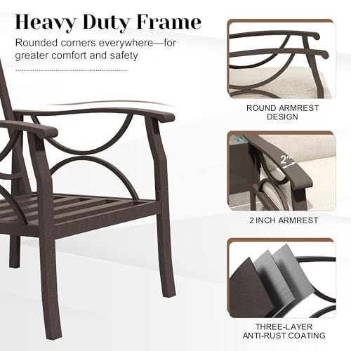 Image of FansaFurn 8-Pieces Outdoor Patio Furniture Set, Outdoor Metal Sectional Furniture with Cushions, Outdoor Conversation Seating Set with Coffee Table for Garden, Balcony, Deck, Backyard, Khaki