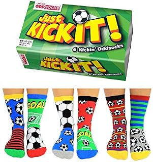 United Oddsocks - Box 6 Oddsocks For Boys Kick It, Multicoloured, UK 12-6, EUR 30.5-39, US 13.5-7