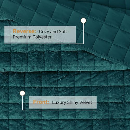 BEDELITE Velvet Quilt Set Queen Size - Luxury Velvet Comforter Bedding Set 3 Pieces, Soft Cozy Emerald Green Oversized Bedspread Coverlet for All Seasons with 2 Pillow Shams