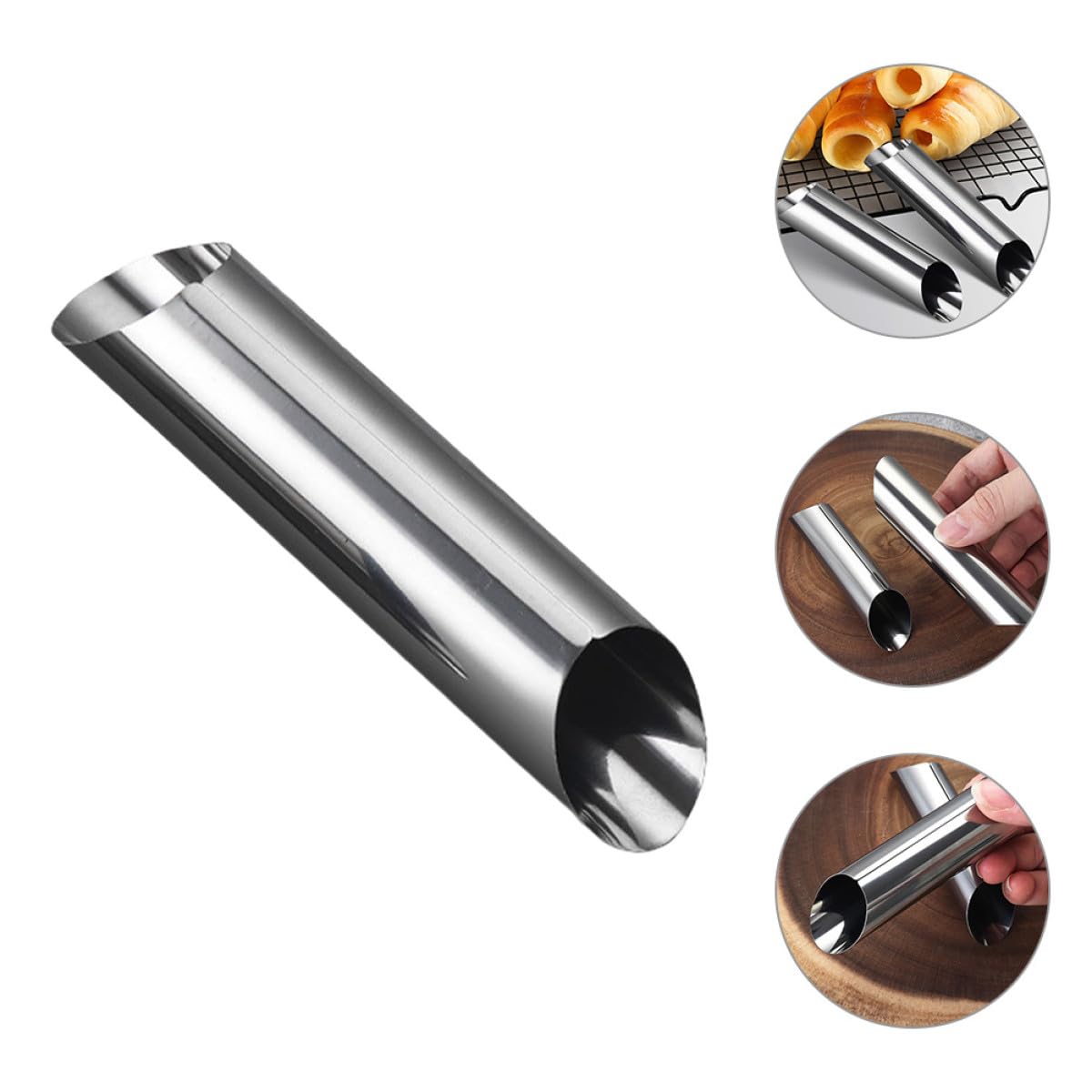 Moldes de Acero Inoxidable para Croissants Forma Tubular, 30 Piezas Compactas y Estables para Hornear Pan y Repostería en Horno