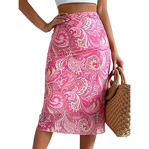 Falda Midi con Estampado Floral de Cintura Alta y Muslo Dividido Cover