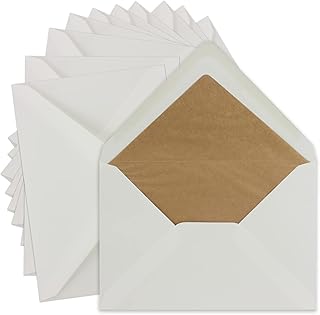 GUSTAV NEUSER Lot de 25 enveloppes à lettres vintage lignées Format C5 Blanc naturel 90 g/m² 162 x 229 mm Papier kraft Doublure en soie Fermeture à collage humide Rabat pointu I Environnement