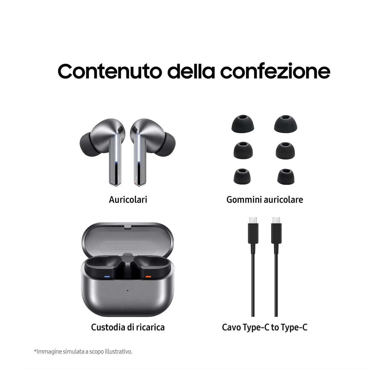 Samsung Galaxy Buds3 Pro Auricolari in-ear True Wireless, Cuffie ergonomiche con luce LED, Cancellazione attiva del rumore, Audio Hi-Fi, Batteria a lunga durata, IP57, Silver 2025 [Versione Italiana]