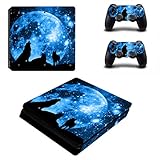 PS4 Slim Skins Console and Controller by ZOOMHITSKINS, Same Decal Quality for Cars, Black Wolf Pack...