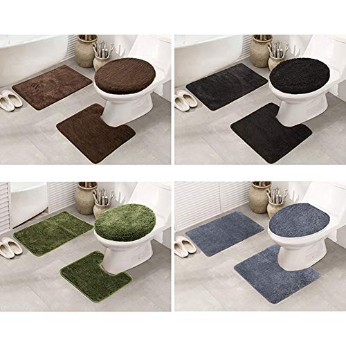 Washranp Badezimmerteppich-Sets, einfarbig, WC-Deckelbezug, Teppich für Badezimmer, Dusche, rutschfester Teppich… – Bild 8