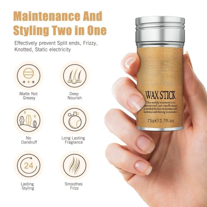 KHAMKARI Wax For Women Hair Styling, Non-Greasy Hair Styling Pomade for Women, Girls & Kids – Smooth Finish for Sleek Buns, Updos & Baby Hair – Easy to Use & Wash Out 1