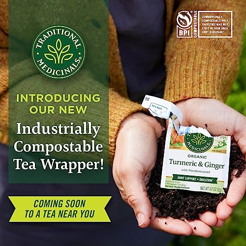 Traditional Medicinals Organic Turmeric With Meadowsweet & Ginger Herbal Tea, Supports A Healthy Response To Inflammation, 16 Count (Pack Of 6) #TOP1