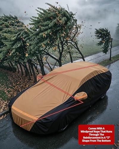 Image of Car Cover Waterproof All Weather,6 Layers Car Covers for Automobiles, Full Exterior Cover with Zipper, Outdoor Car Cover Sun UV Rain Snow Wind Protection, Fit for 185 inch(185 * 70 * 59 inch) Sedan