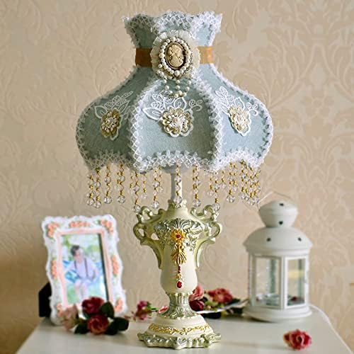 LITFAD 1 Bulb Victorian Dress Night Light Pastoral Style Beige Floral Fabric Table Lamp Romantic Princess Room Bedside Lamp Girls Room Desk Lamp for Home Hotel
