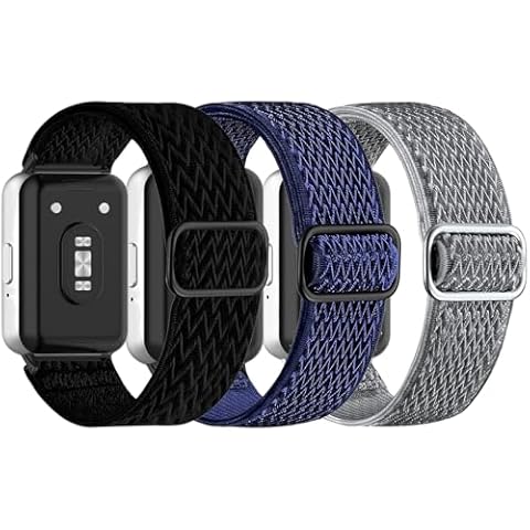 Nigaee 3 Pack Elastic Nylon Watch Bands Compatible with Samsung Galaxy Fit 3,Stretchy Adjustable Breathable Replacement Straps Soft Nylon Loop Wristbands for Women Men Cover
