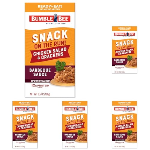 Image of Bumble Bee Snack On The Run! Protein Snack Pack - BBQ Chicken Salad with Crackers - 12g Protein per Box - Ready to Eat Easy-Open Canned Chicken Salad (Pack of 5)