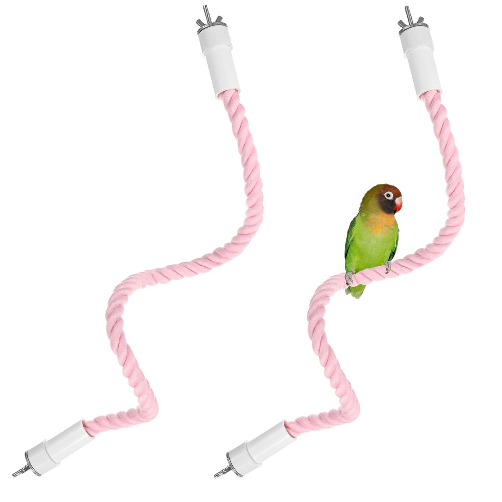 M METERXITY 2-Pack Rope Perches for Bird Cages 23.6 in Length Comfort Grip Flexible Rope Perch Beak & Paw Grinding for Parrots/Cockatiels/Parakeets