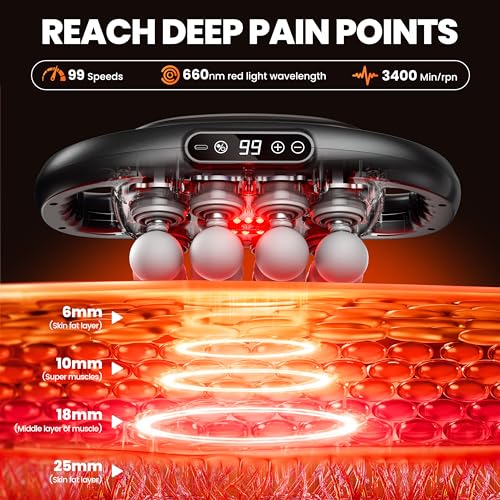 Image of 16-Head Deep Tissue Massage Gun, 9 Modes, 99 Intensity Levels | Wide 16-head coverage for back, shoulders, waist, legs, arms, and feet, with a 3600mAh battery and quiet Type-C operation.