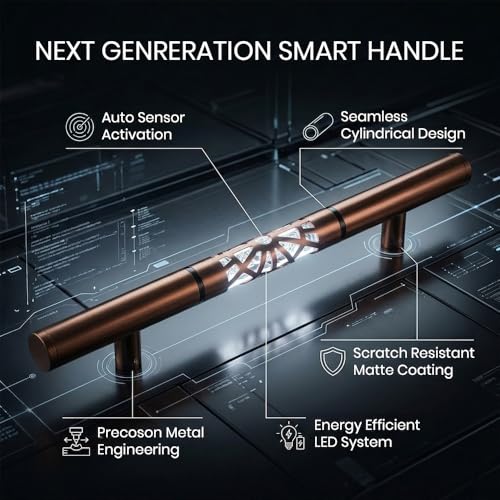 Image of Luxury LED Main Door Handle with Sensor Touch | 18.5 Inch Pull Push Handle for Home, Office, Hotel & Villa | PVD Rose Gold Finish Stainless Steel Door Handle | 300mm Hole to Hole - Pack of 1