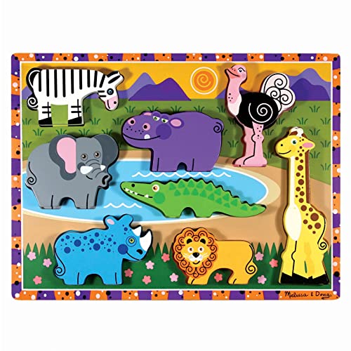 Melissa & Doug Safari Wooden Chunky Puzzle (8 pcs) - Wooden Puzzles for Toddlers, Animal Puzzles For Kids Ages 2+ - FSC… - Image 5