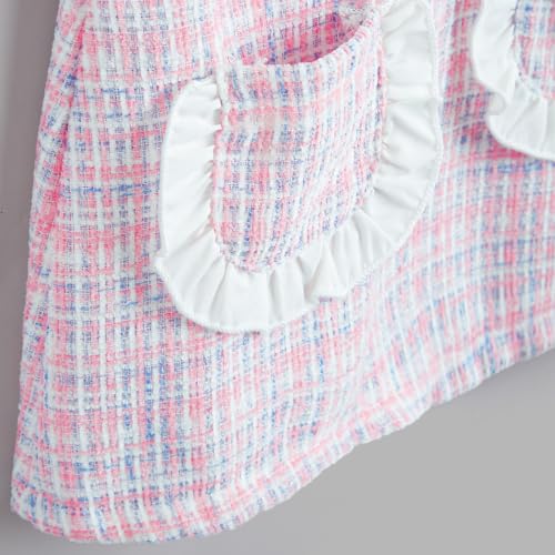 Image of Hopscotch Girl Polyester Check Full-Sleeve Casual Dress in White Color