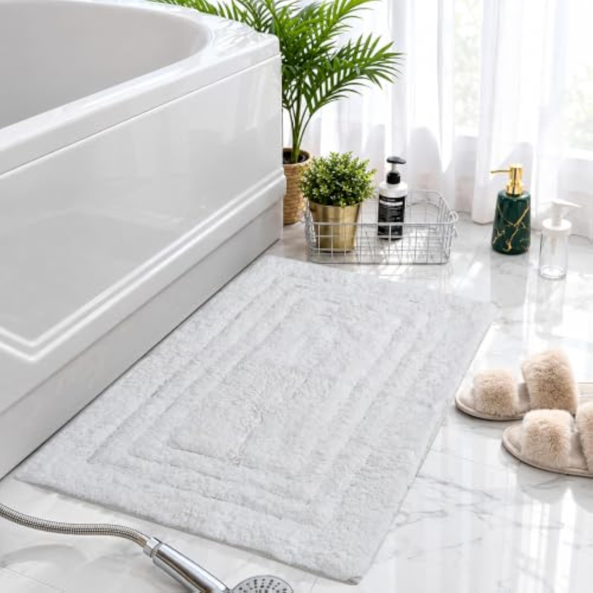 Cotton Bath Mat 50×80 cm Rectangle Bathroom Floor Mat