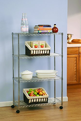 Seville Classics 4-Tier Steel Wire Shelving with Wheels, 30