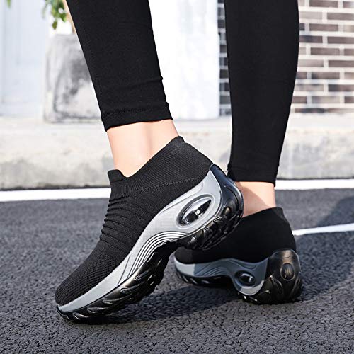 Image of Women's Walking Shoes Sock Sneakers - Mesh Slip On Air Cushion Lady Girls Modern Jazz Dance Easy Shoes Platform Loafers